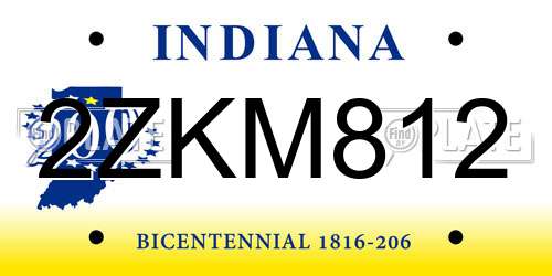 2ZKM812 Indiana License Plate