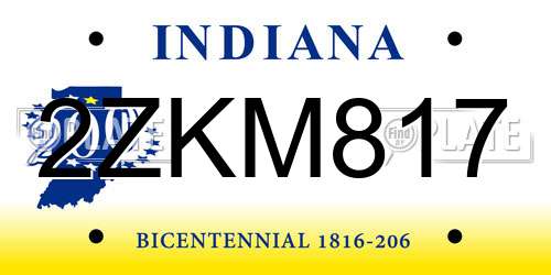2ZKM817 Indiana License Plate