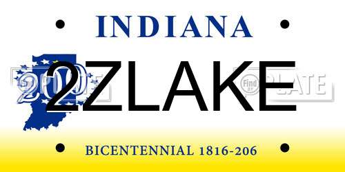 2ZLAKE Indiana License Plate