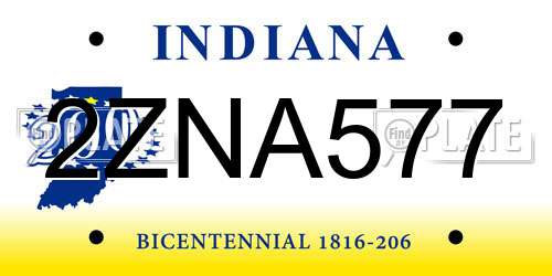 2ZNA577 Indiana License Plate