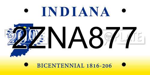 2ZNA877 Indiana License Plate