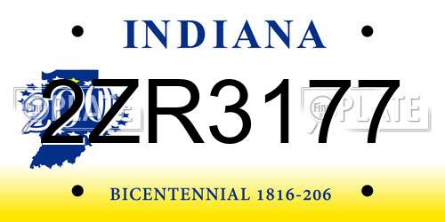 2ZR3177 Indiana License Plate