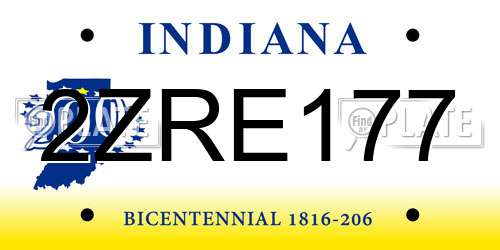 2ZRE177 Indiana License Plate