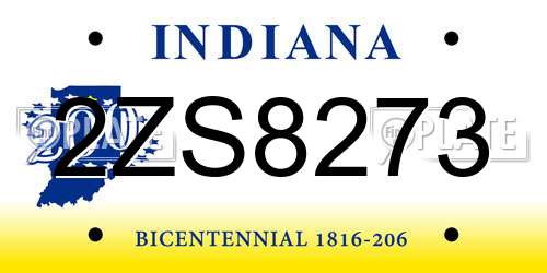2ZS8273 Indiana License Plate