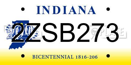 2ZSB273 Indiana License Plate
