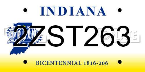 2ZST263 Indiana License Plate