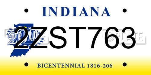 2ZST763 Indiana License Plate