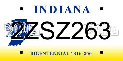 2ZSZ263 Indiana License Plate
