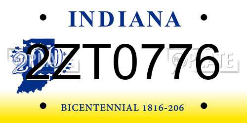 2ZT0776 Indiana License Plate
