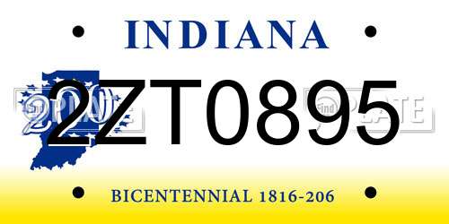 2ZT0895 Indiana License Plate