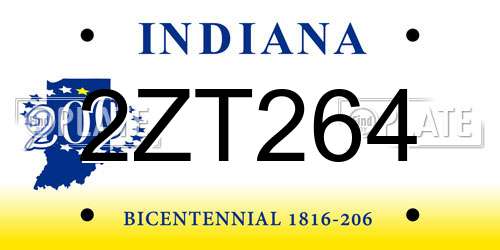 2ZT264 Indiana License Plate
