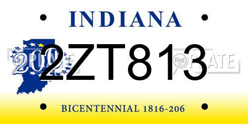 2ZT813 Indiana License Plate