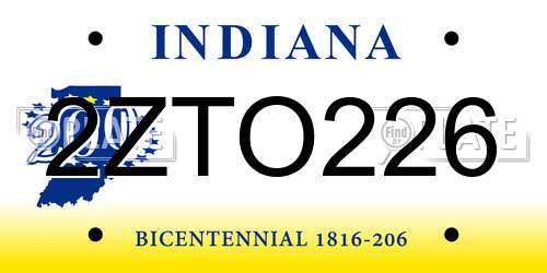 2ZTO226 Indiana License Plate