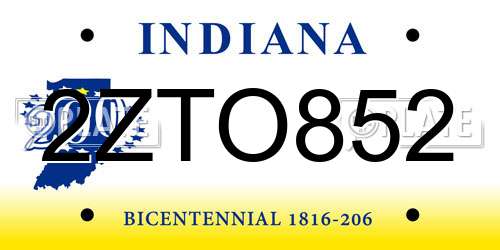 2ZTO852 Indiana License Plate