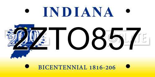 2ZTO857 Indiana License Plate