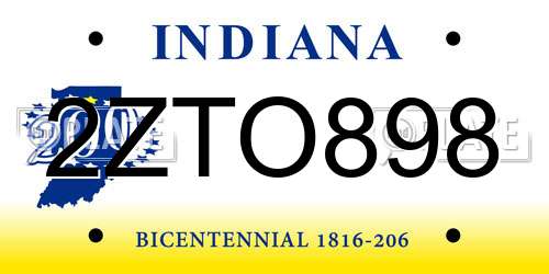 2ZTO898 Indiana License Plate