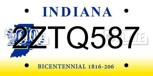 2ZTQ587 Indiana License Plate