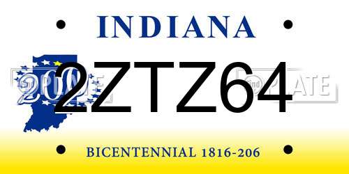 2ZTZ64 Indiana License Plate
