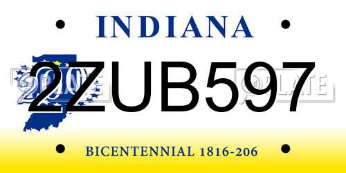 2ZUB597 Indiana License Plate