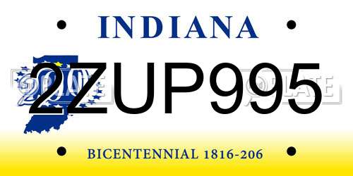 2ZUP995 Indiana License Plate