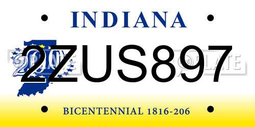 2ZUS897 Indiana License Plate