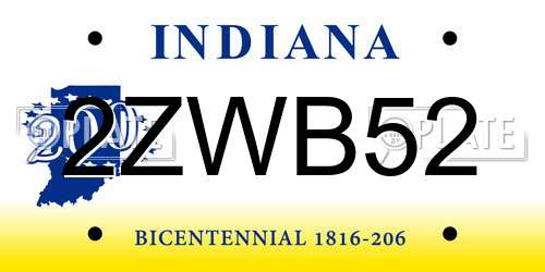 2ZWB52 Indiana License Plate
