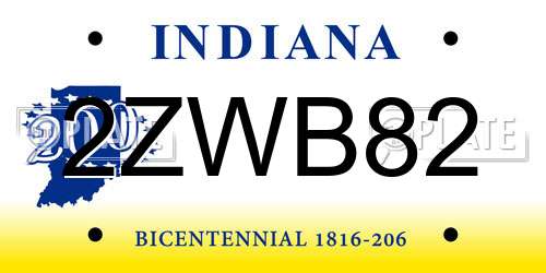 2ZWB82 Indiana License Plate