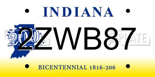 2ZWB87 Indiana License Plate