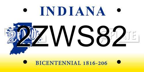 2ZWS82 Indiana License Plate