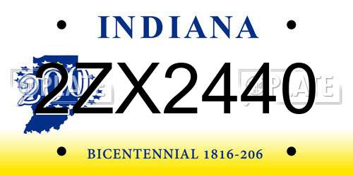 2ZX2440 Indiana License Plate