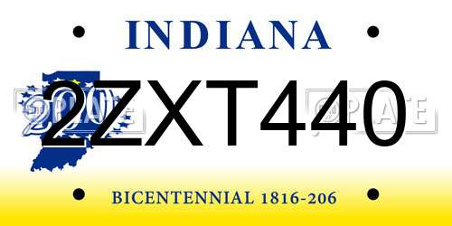 2ZXT440 Indiana License Plate