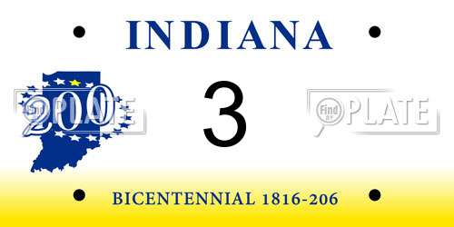 3 Indiana License Plate
