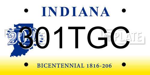 301TGC Indiana License Plate