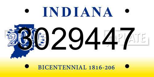 3029447 Indiana License Plate