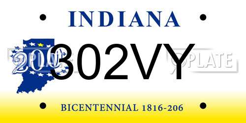 302VY Indiana License Plate