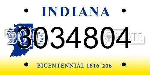 3034804 Indiana License Plate
