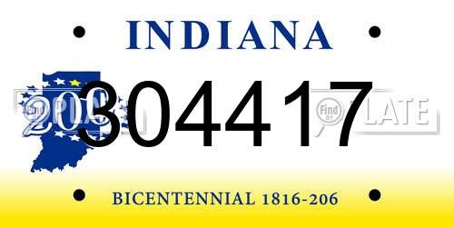 304417 Indiana License Plate