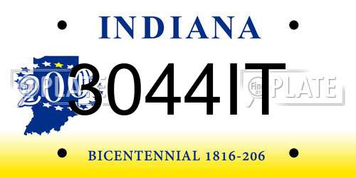 3044IT Indiana License Plate