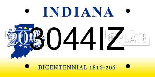 3044IZ Indiana License Plate