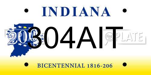 304AIT Indiana License Plate