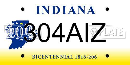 304AIZ Indiana License Plate