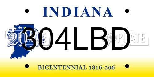 304LBD Indiana License Plate