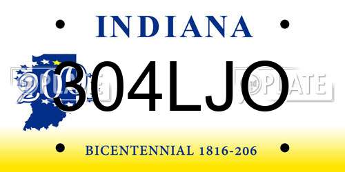 304LJO Indiana License Plate