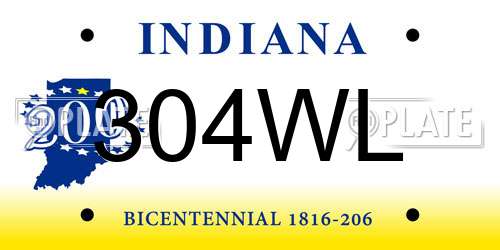 304WL Indiana License Plate