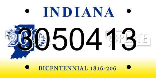3050413 Indiana License Plate