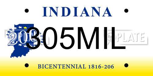 305MIL Indiana License Plate