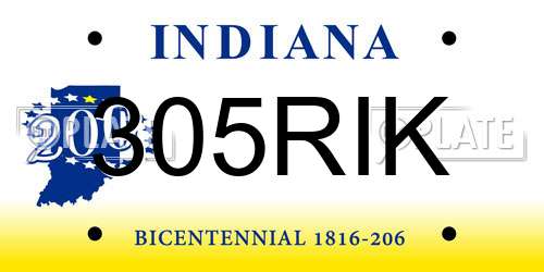 305RIK Indiana License Plate