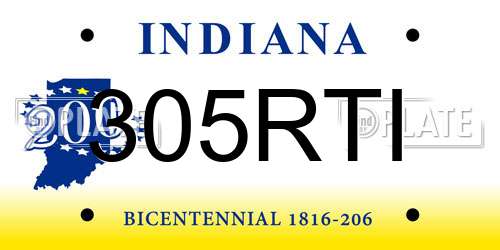 305RTI Indiana License Plate
