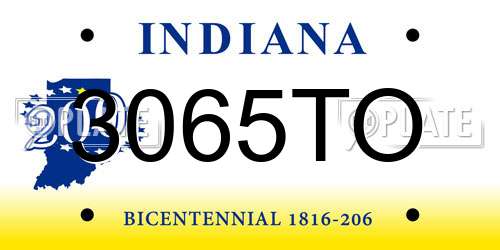 3065TO Indiana License Plate