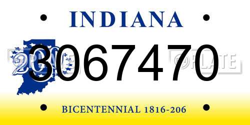 3067470 Indiana License Plate